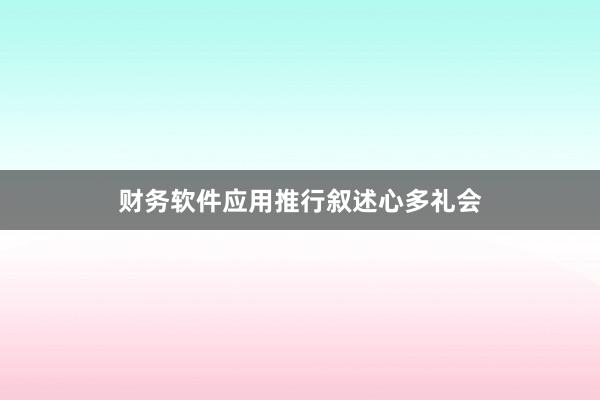 财务软件应用推行叙述心多礼会